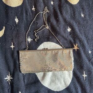 XOXO Silver Sequin Wristlet Clutch